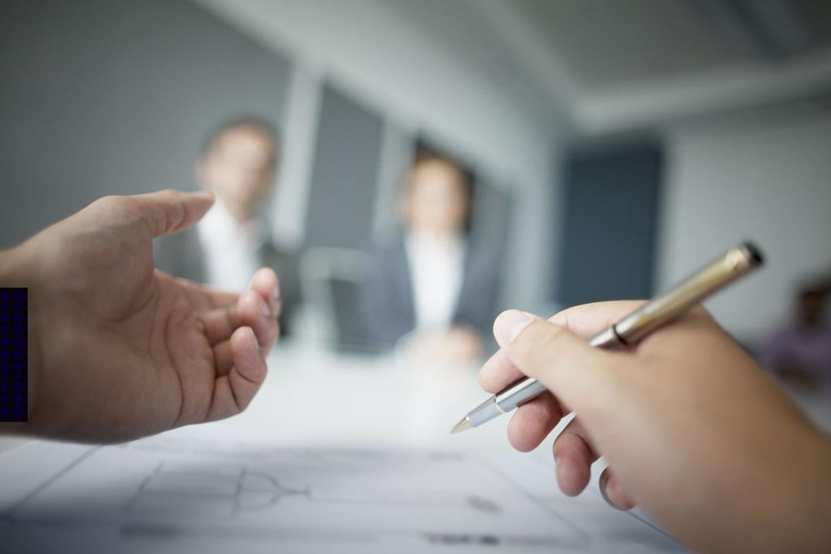 Hands gesturing during a meeting